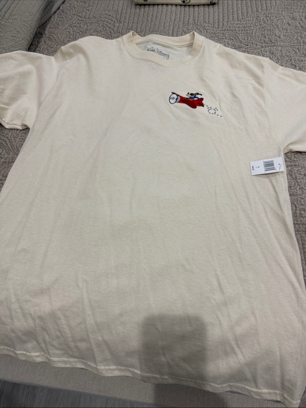 Disney Cream Short-Sleeve Tee with Red Airplane Graphic